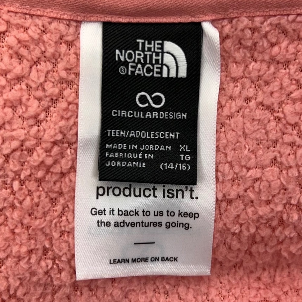 THE NORTH FACE Girl's XL Fleece Full Zip Hoodie Sherpa Outdoor Fuzzy Teddy Pink - Picture 5 of 16